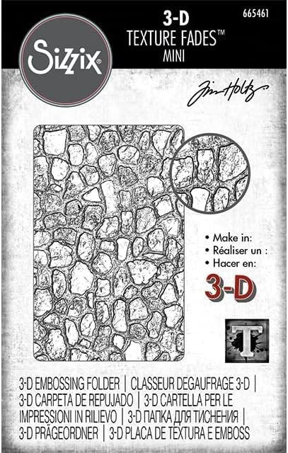 Sizzix 3-D Texture Fades Embossing Folder Mini Cobblestone by Tim Holtz, 665461, Multicolor