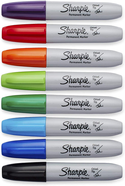 Sharpie Chisel Tip Permanent Marker, Assorted Colors, 8-Pack (38250PP)