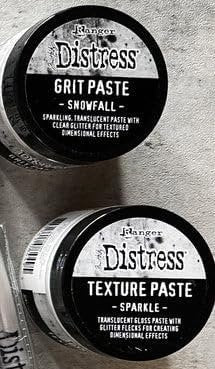 Bundle- Ranger Ink - Tim Holtz - Christmas - Distress Grit Paste Snowfall and Sparkle Distress Texture Paste - 2022 and 2023 Releases