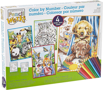 Dimensions Paint by Number, 29 Piece Set, Friendly Animals