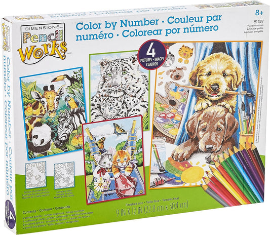 Dimensions Paint by Number, 29 Piece Set, Friendly Animals