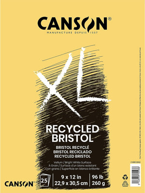 Canson XL Series Bristol Paper, Smooth, Foldover Pad, 9x12 inches, 25 Sheets (100lb/260g) - Artist Paper for Adults and Students - Markers, Pen and Ink