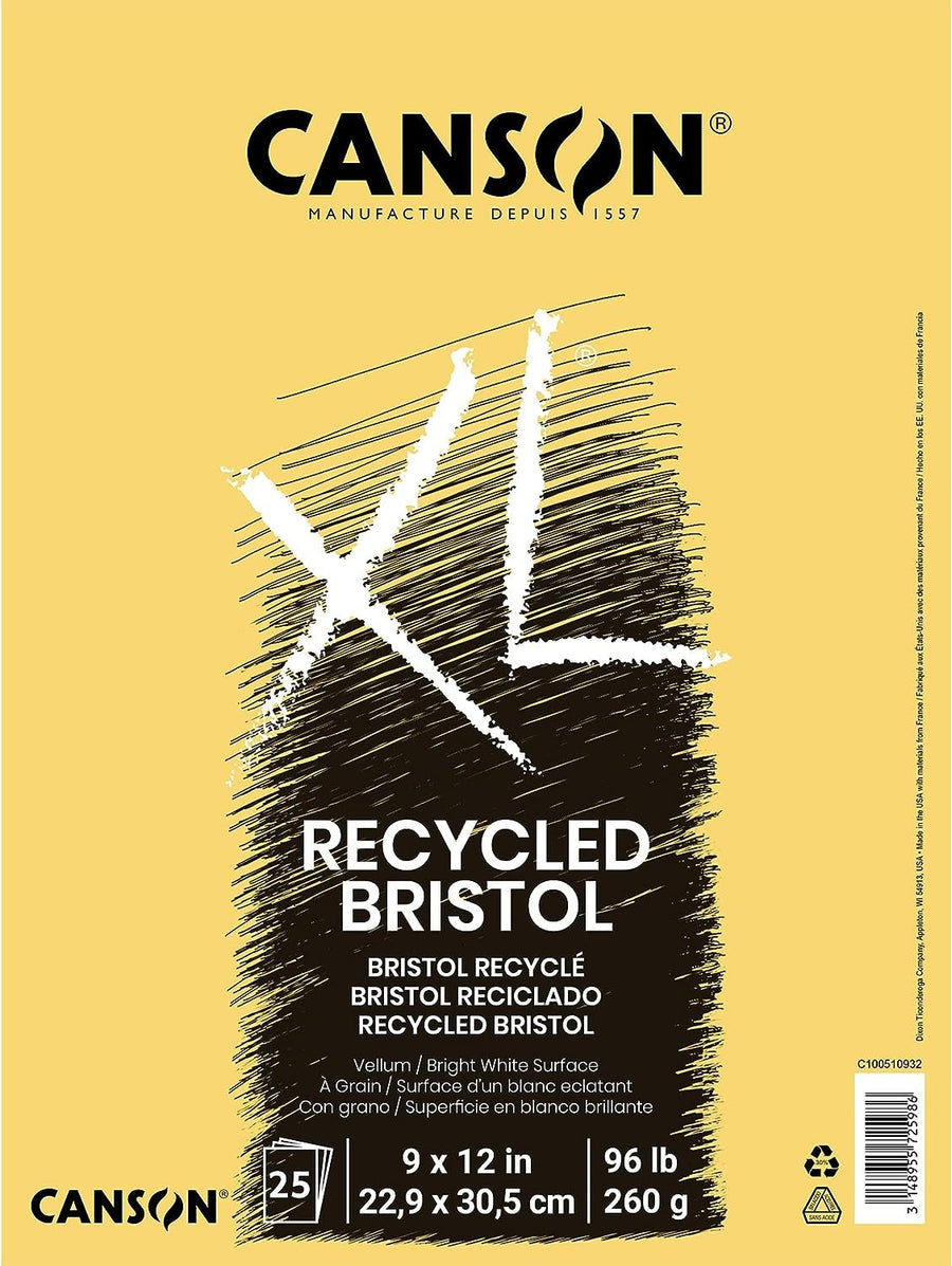 Canson XL Series Bristol Paper, Smooth, Foldover Pad, 9x12 inches, 25 Sheets (100lb/260g) - Artist Paper for Adults and Students - Markers, Pen and Ink