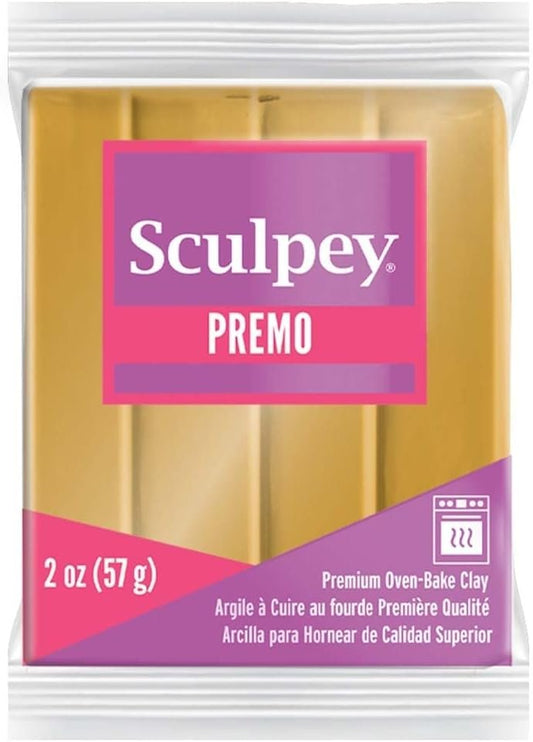 Sculpey Premo Polymer Oven-Bake Clay, 18K Gold, Non Toxic, 2 oz. bar, Great for jewelry making, holiday, DIY, mixed media and home décor projects. Premium clay Great for clayers and artists.