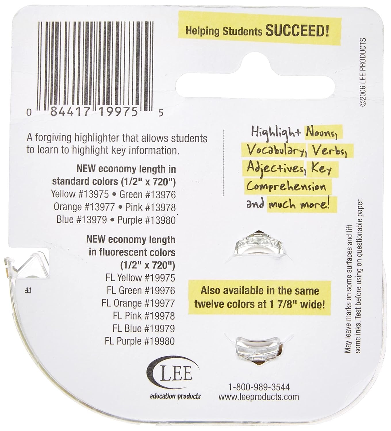 Fluorescent Highlighter Tape 1/2"X720"-Fluorescent Yellow