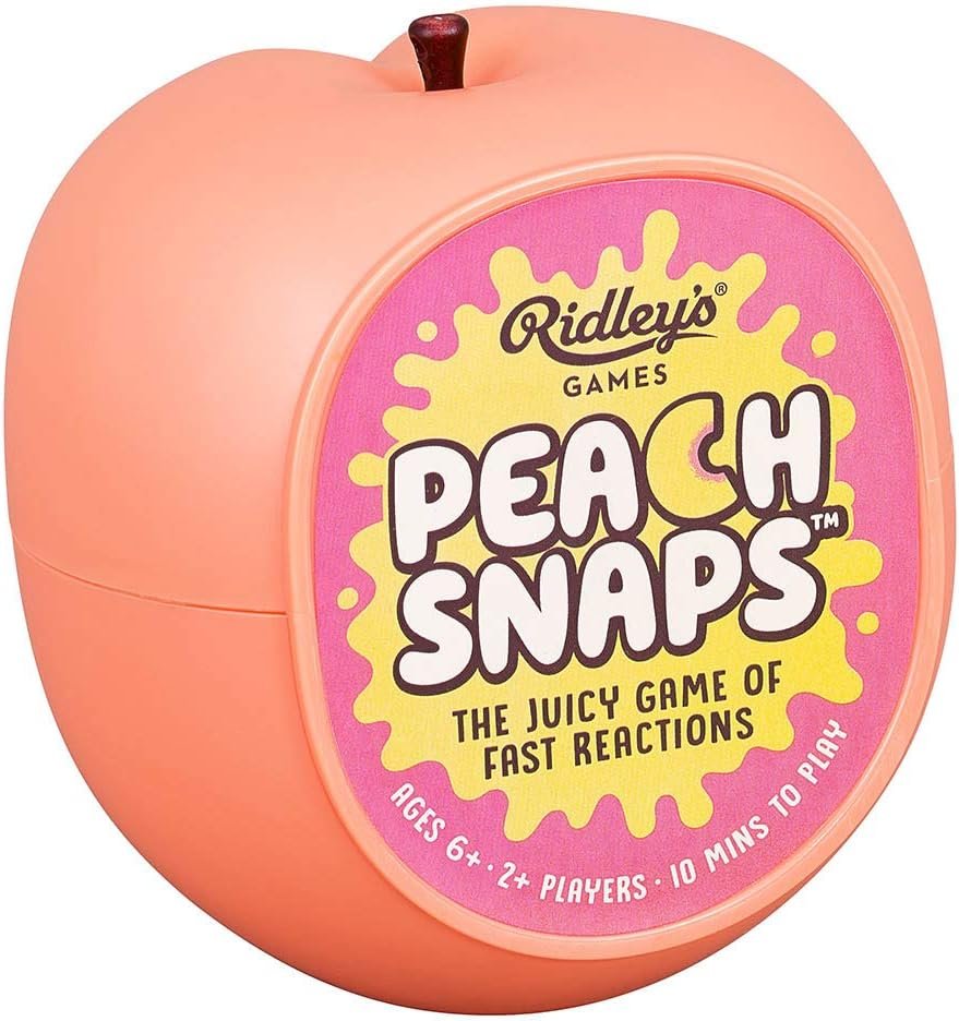 Ridley's Peach Snaps! Fun Card Game for Families, Action-Packed, Fast-Paced Game for 2+ Players, Includes Game Cards and Unique Peach-Shaped Storage Case, Simple Card Game for Kids Ages 6+, 1 ea