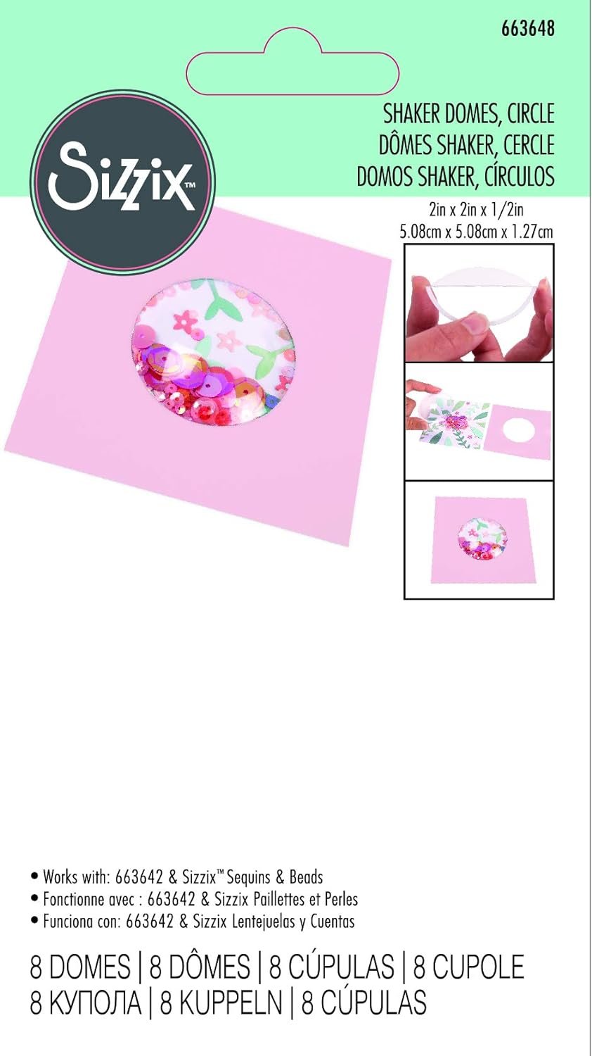 Sizzix 664595, 6 Pack, Translucent Shaker Dome, Star 3, 6/Pkg