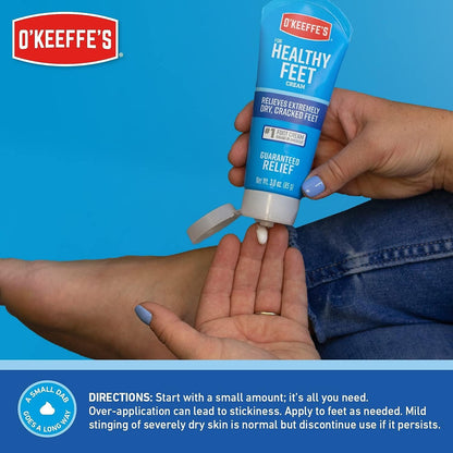 O'Keeffe's for Healthy Feet Foot Cream Guaranteed Relief Extremely Dry Cracked Clinically Proven to Instantly Boost Moisture Levels 3.0 Ounce Tube Pack of