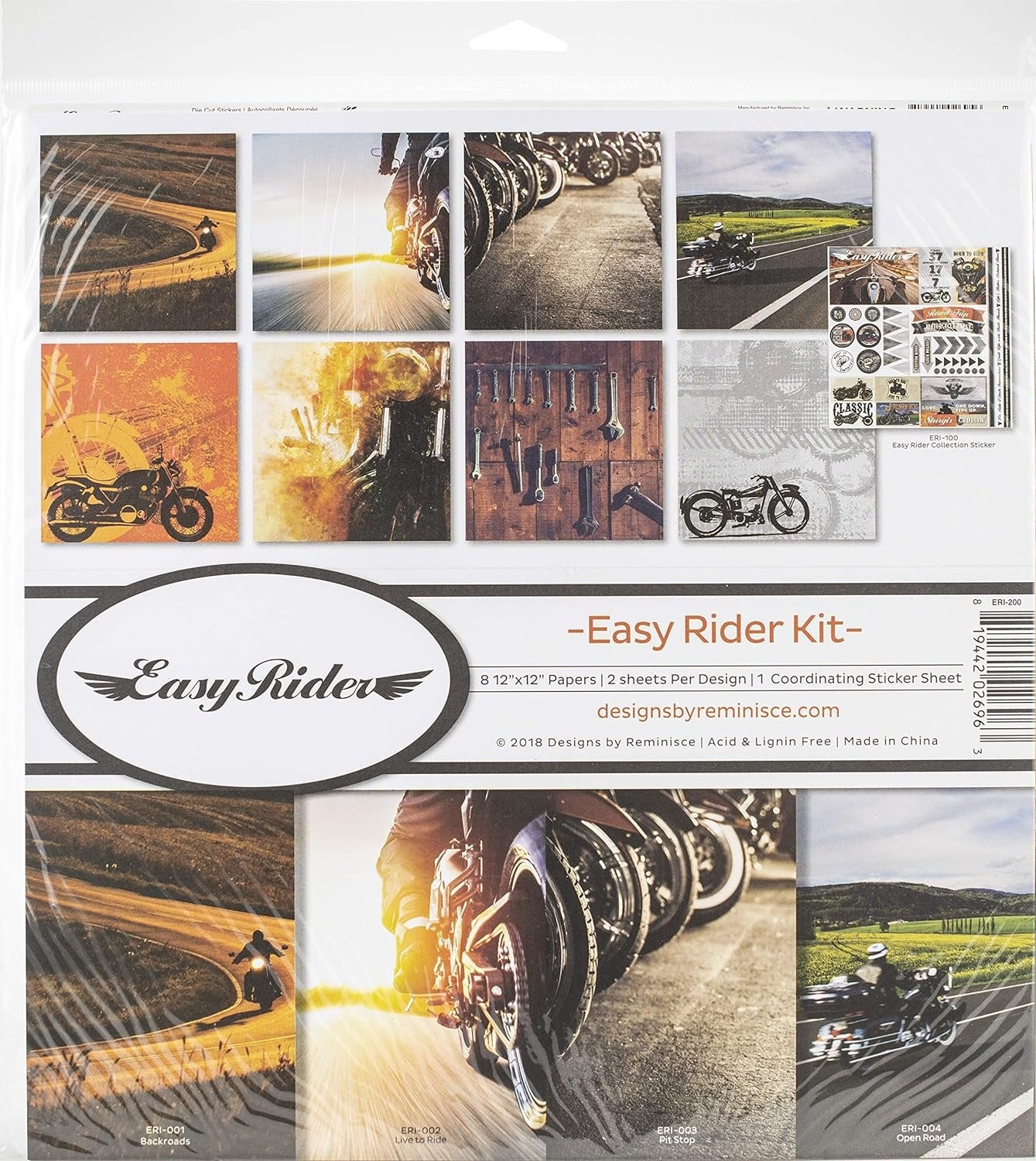 Reminisce (REMBC) Easy Rider Scrapbook Collection Kit, Multi Color Palette, 12x12 inches