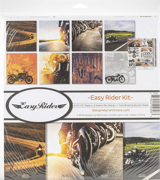 Reminisce (REMBC) Easy Rider Scrapbook Collection Kit, Multi Color Palette, 12x12 inches