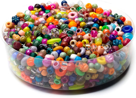 Cousin 1 Pound Plastic, Approximately 500-600 Bead Fun Pack-All Shapes and Sizes, Rainbow Mix