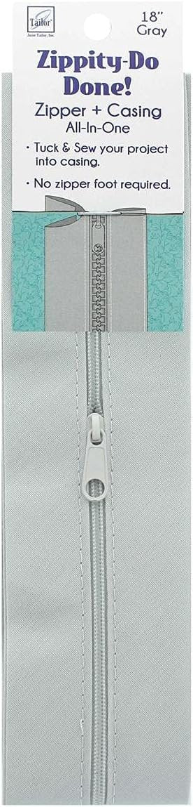 Zippity Do Done 18" Light Gray zipper with pull