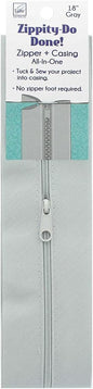 Zippity Do Done 18" Light Gray zipper with pull
