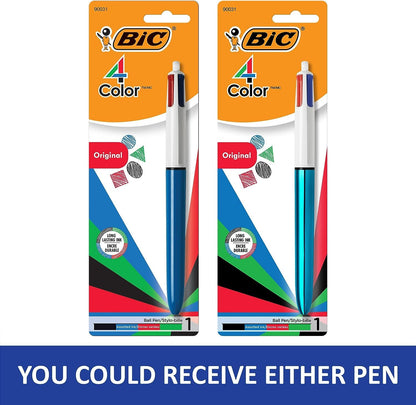 BIC Medium Point Ball Pen, 4 Colors, Assorted Ink, 1 per Pack