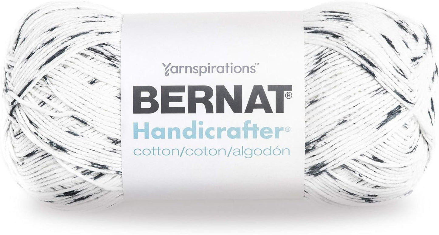 Bernat Handicrafter Cotton Yarn, Gauge 4 Medium Worsted, Salt/Pepper