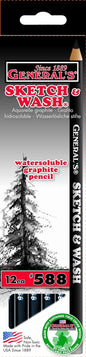 General Pencil 588GP Sketch and Wash Pencils,Graphite, 12-Pack