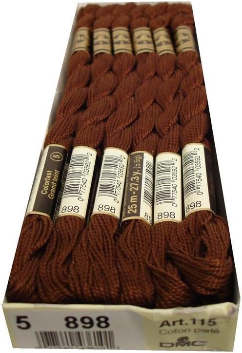 DMC 115 5-898 Pearl Cotton Thread, Very Dark Coffee Brown, Size 5