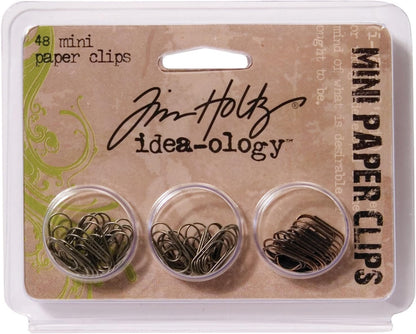 Metal Mini Paper Clips by Tim Holtz Idea-ology, 48 per Pack, 5/8 Inch, Antique Finishes, TH92791
