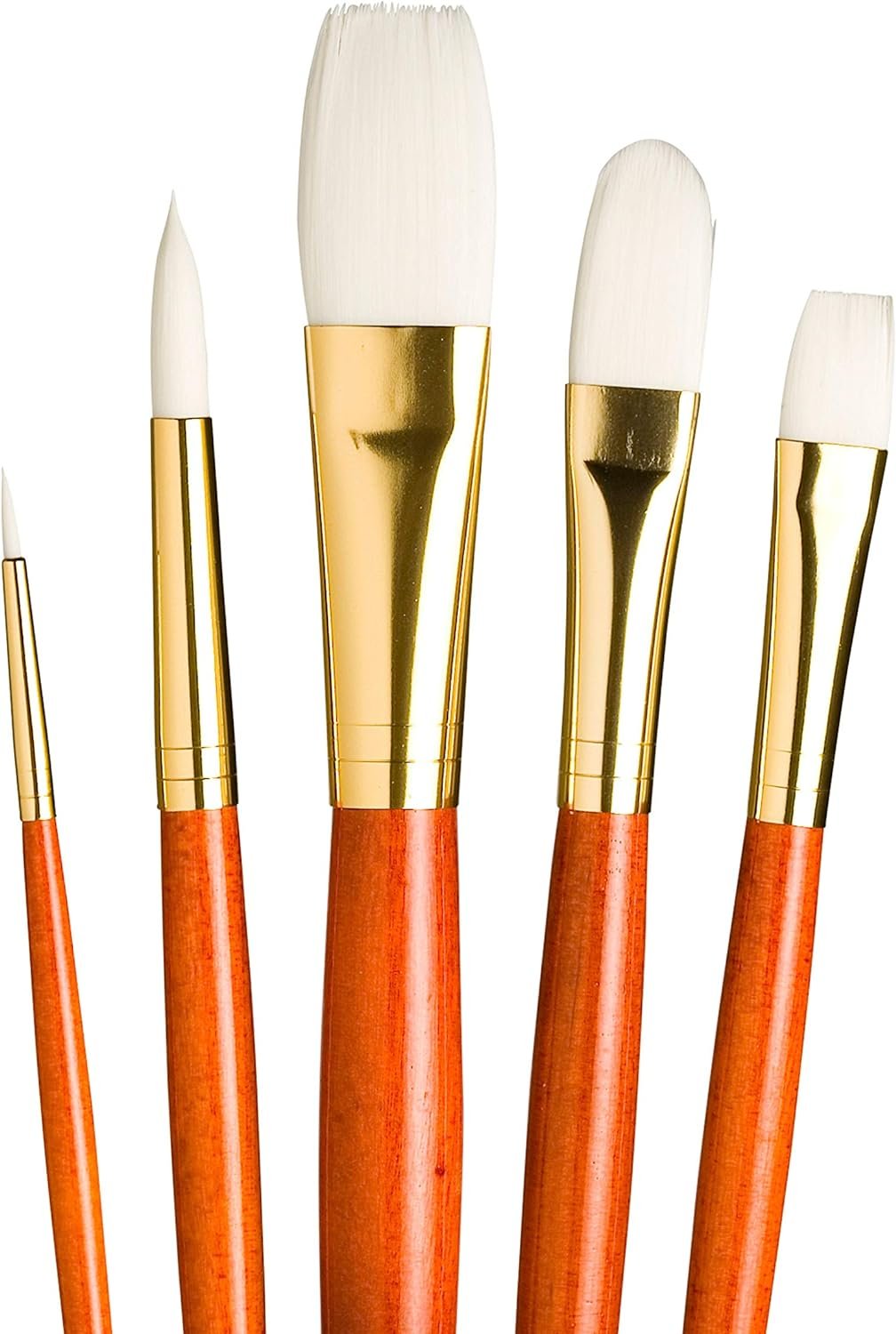 Princeton Real Value, Series 9100, Paint Brush Sets for Acrylic, Oil & Watercolor Painting, Syn-White Taklon (Rnd 1, 6, Brt 6, Flb 8, Flat 12)