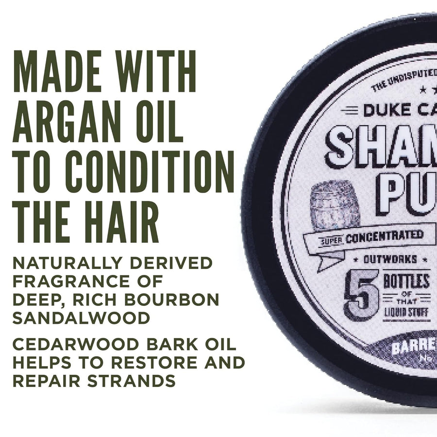 Duke Cannon Supply Co. Shampoo Puck for Men Barrel Char No. 004 Multi-Pack - Eco Friendly, Plastic Free, Solid Shampoo, Super Concentrated, Long-Lasting, TSA Approved, Sulfate-free, 4.5 oz (3 Pack)