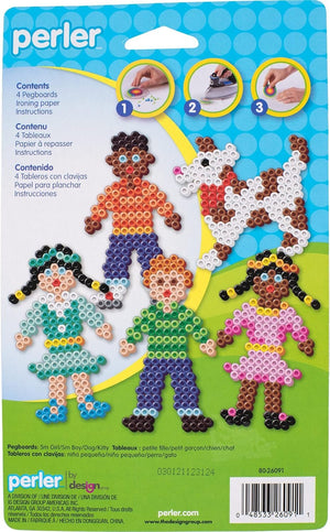 Perler Girl, Dog, and Kitten Fuse Bead Pegboard Set with Ironing Paper, Finished Project 10" x 10", Multicolor 6 Piece