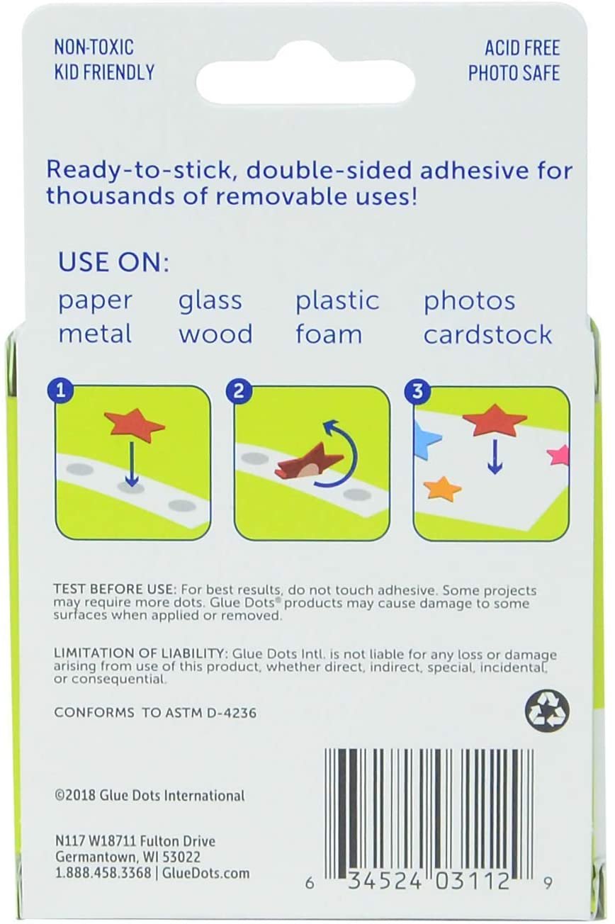 GLUE DOTS INTERNATIONAL 08248 Remove Adhesive Roll,200pc