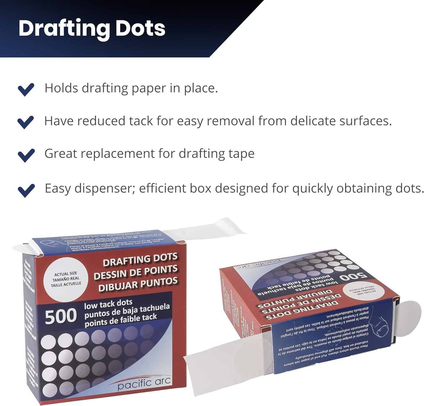 Pacific Arc Professional Blank Drafting Dots 7/8", Roll of 500 Dots per Box