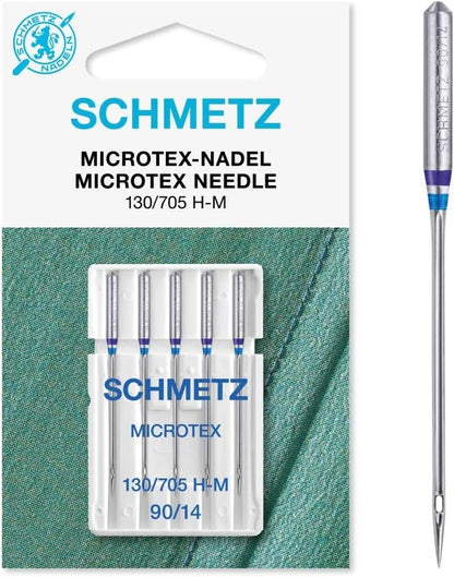 25 Schmetz Microtex Sharp Sewing Machine Needles 130/705 H-M Size 90/14