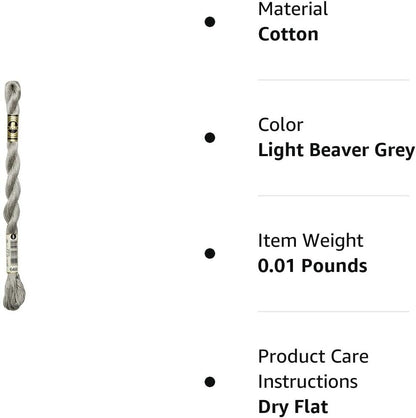 DMC 115 5-648 Pearl Cotton Thread, Light Beaver Grey, Size 5