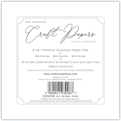 Craft Consortium Craft CON PAPRPAD 6", Ink Drops-Ocean, 20 Designs