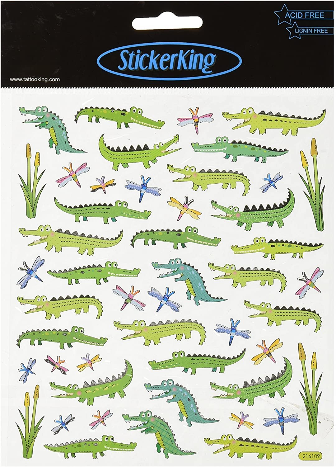 Tattoo King SK129MC-4252 Multi-Colored Stickers-Alligator Fun