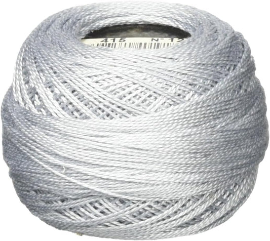 DMC Pearl Cotton Ball Size 12 141yd, Pearl Gray