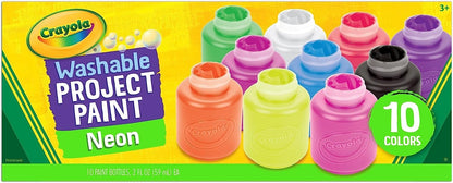 Crayola Washable Kids Project Paint - Neon (2oz), Arts & Crafts Supplies for Kids, Preschool & Kindergarten, Gifts, Ages 3+
