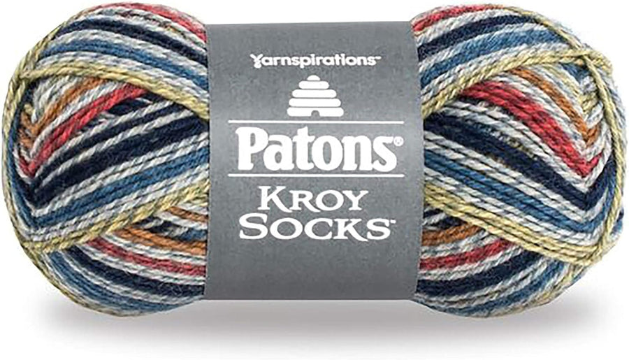 Patons Kroy Socks Yarn Blue Striped Ragg