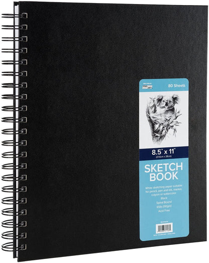 Pro Art 8 1/2-Inch by 11-Inch Spiral Bound Sketch Book, 80-Sheet