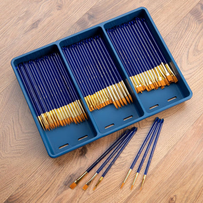 Royal Brush Gold Taklon Paint Brush Super Value Pack, Assorted Sizes, 120 Brushes
