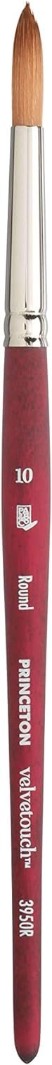 Princeton Velvetouch, Series 3950, Paint Brush for Acrylic, Oil and Watercolor, Round, 10