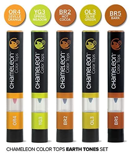 Chameleon Art Products, Earth Tones, Color Tops, Quick and Easy Blending - Set of 5