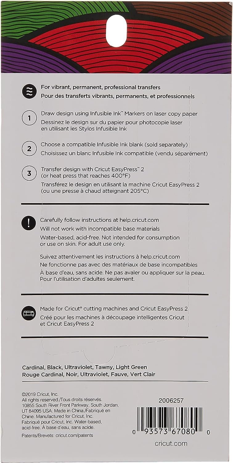 Cricut Infusible Ink Pens, Basic Fine-Point Markers (0.4) for DIY, 5 count