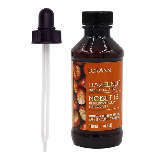 LorAnn Flavoring Extract (4 oz) Hazelnut Flavor with 4 oz Eye Dropper - Extracts and Flavorings for Baking and Lip Gloss Flavoring, Candy Making, etc