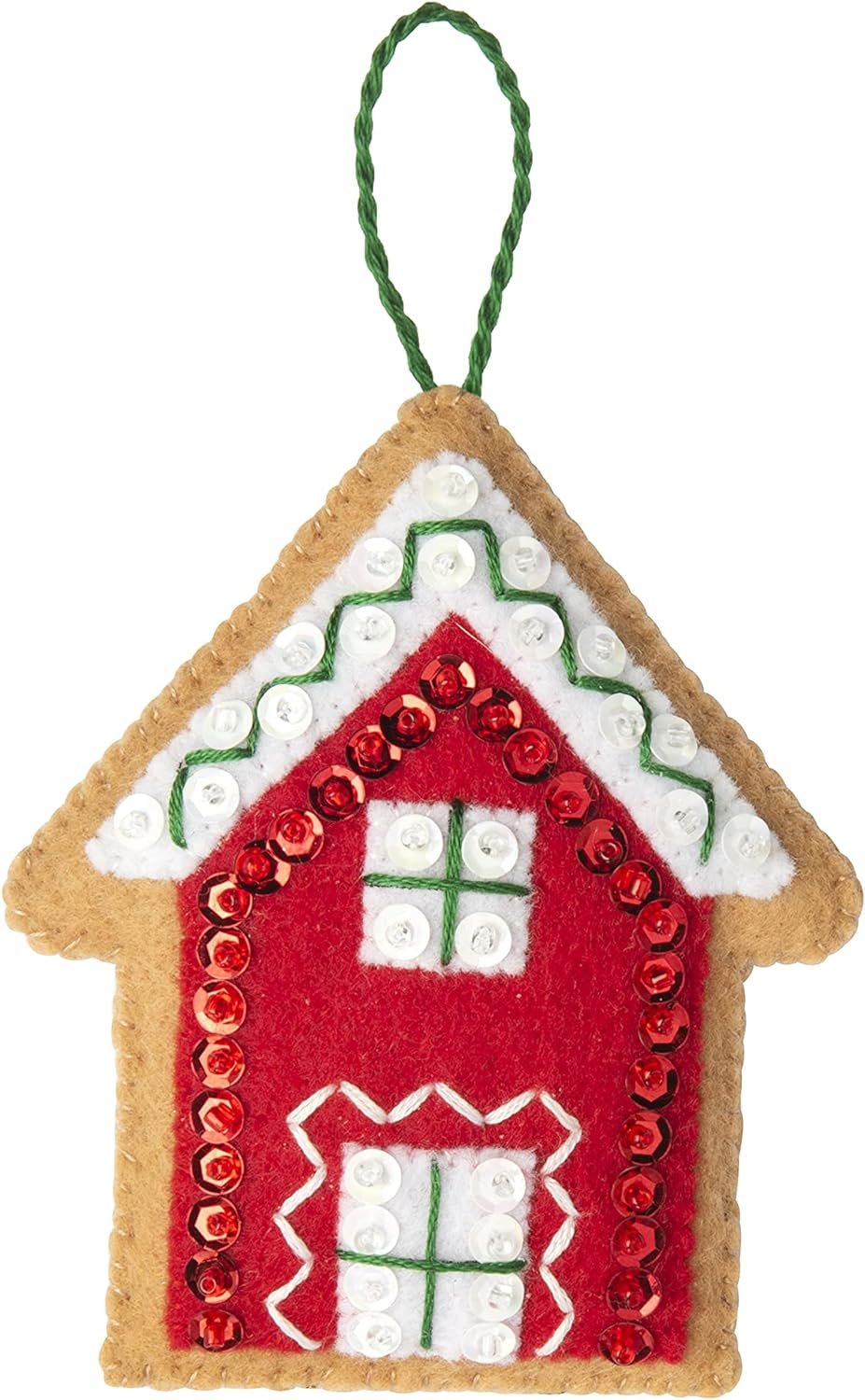 Bucilla Felt Applique 12 Piece Ornament Making Kit, Gingerbread Santa, Perfect for DIY Arts and Crafts, 89301E