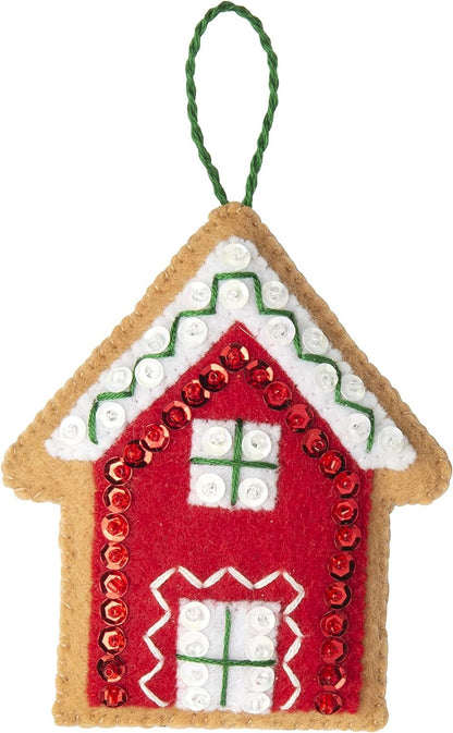 Bucilla Felt Applique 12 Piece Ornament Making Kit, Gingerbread Santa, Perfect for DIY Arts and Crafts, 89301E