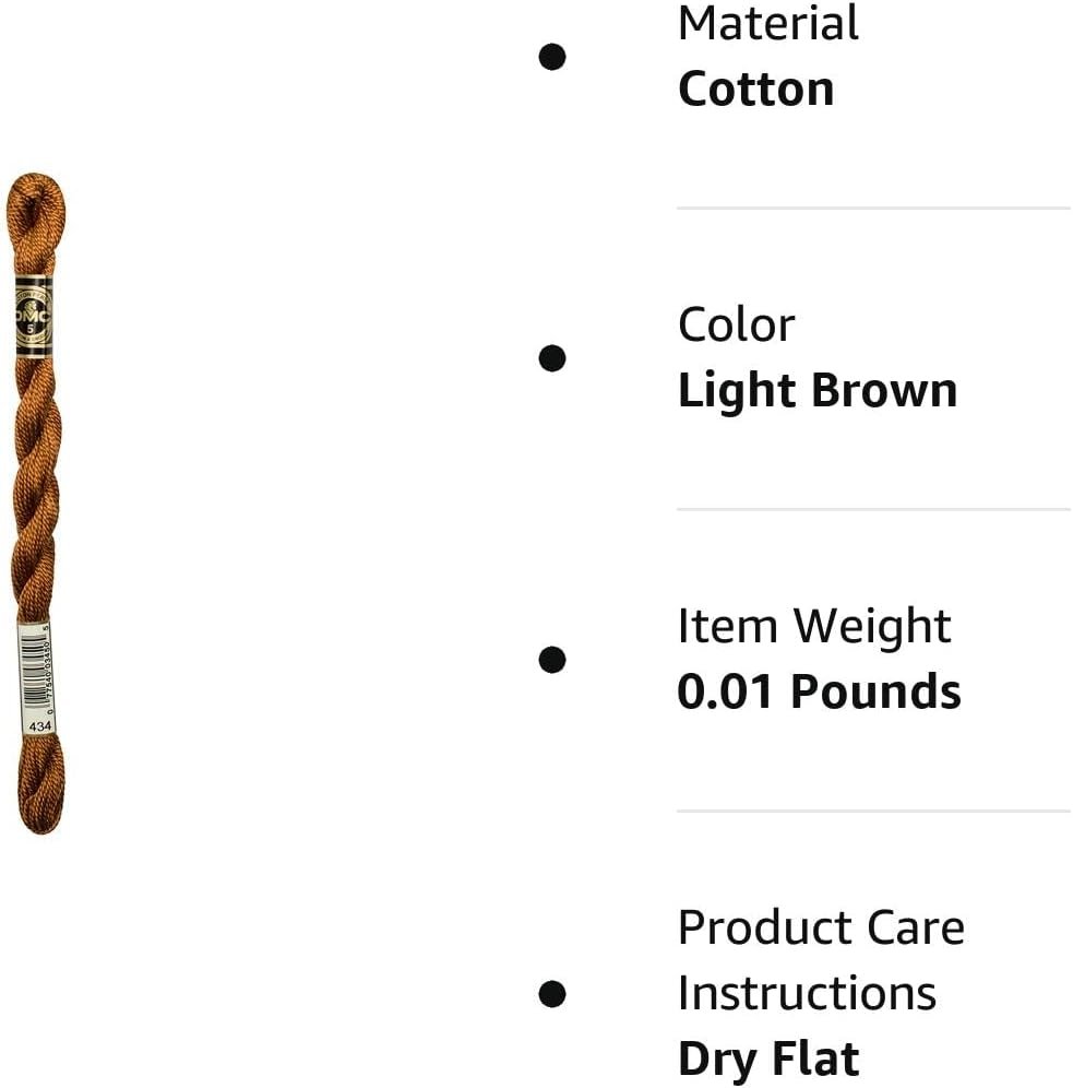 DMC 115 3-434 Pearl Cotton Thread, Light Brown