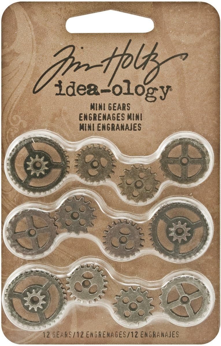 Tim Holtz Idea-ology Metal Mini Gears, 12 per Pack, Various Sizes, Antique Finishes, TH93012