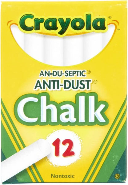 Crayola Chalkboard Chalk, White Chalk, School Supplies, 12 Sticks