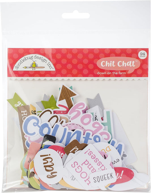 Doodlebug "Down on The Farm Chit Chat Odds & Ends Die Cuts (94 per Pack), Multicolor