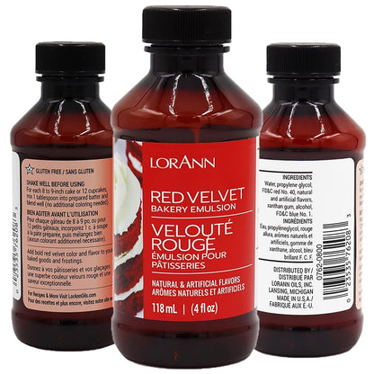 Lorann Oils Bakery Emulsion Bundle, Red Velvet Princess Cake Cream Cheese Pumpkin, 4 Fluid Ounce