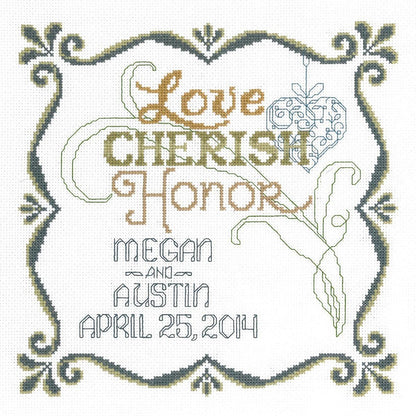 M & R Technologies Wedding Honoring Marriage Record Counted Cross Stitch White, multi-colored