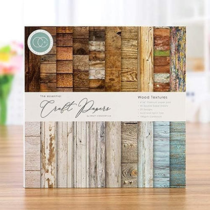 Craft Consortium Craft CON PAPRPAD 6" TEXTR, One Size, Wood Textures, 20 Designs
