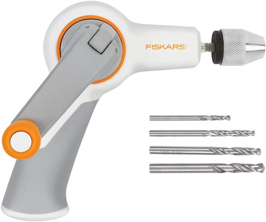 Fiskars Crafts DIY Precision Hand Drill, Grey, White/Gray